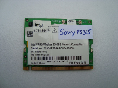 Wifi Intel WM3B2200BG Sony Vaio VGN-FS